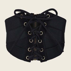 Lace Up Black Corset Waist Belt
